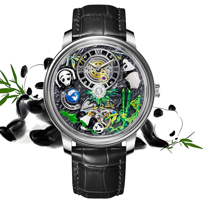 Omega Watch Constellation - Panda Bamboe Mechanische Heren Lederen Band