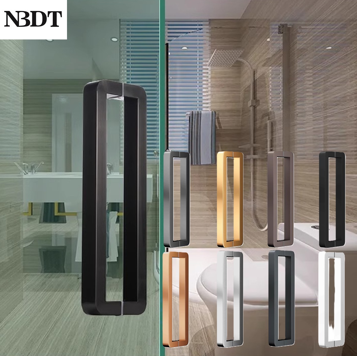 Curved Spring Bar - 1 stuks roestvrijstalen glazen deurgreep met