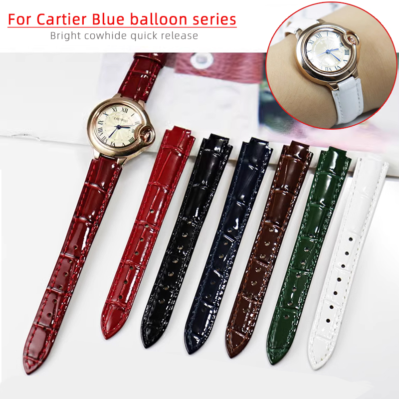 Cartier Watch Ballon Bleu - Helder Lederen Horlogeband Voor Cartier Blauwe